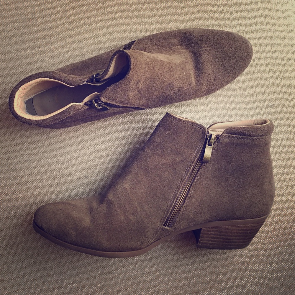 Tan Suede Pointy Toe Bootie