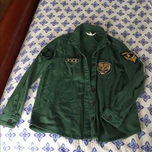 vintage army jacket with patches