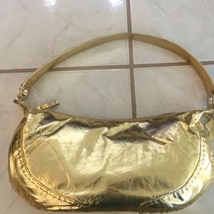 Gold metallic leather handbag NWOT