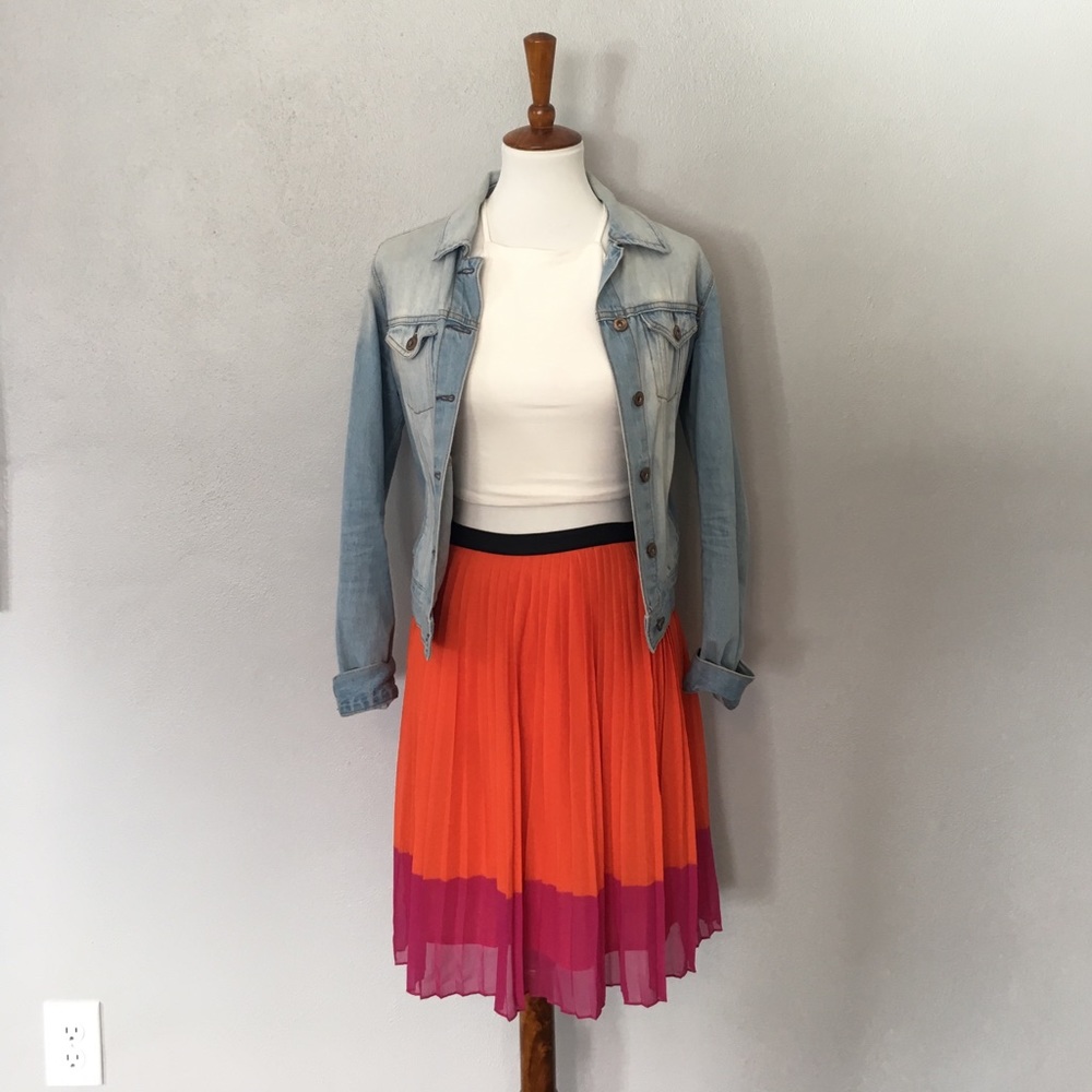 Pleated Color-block Bass Skirt