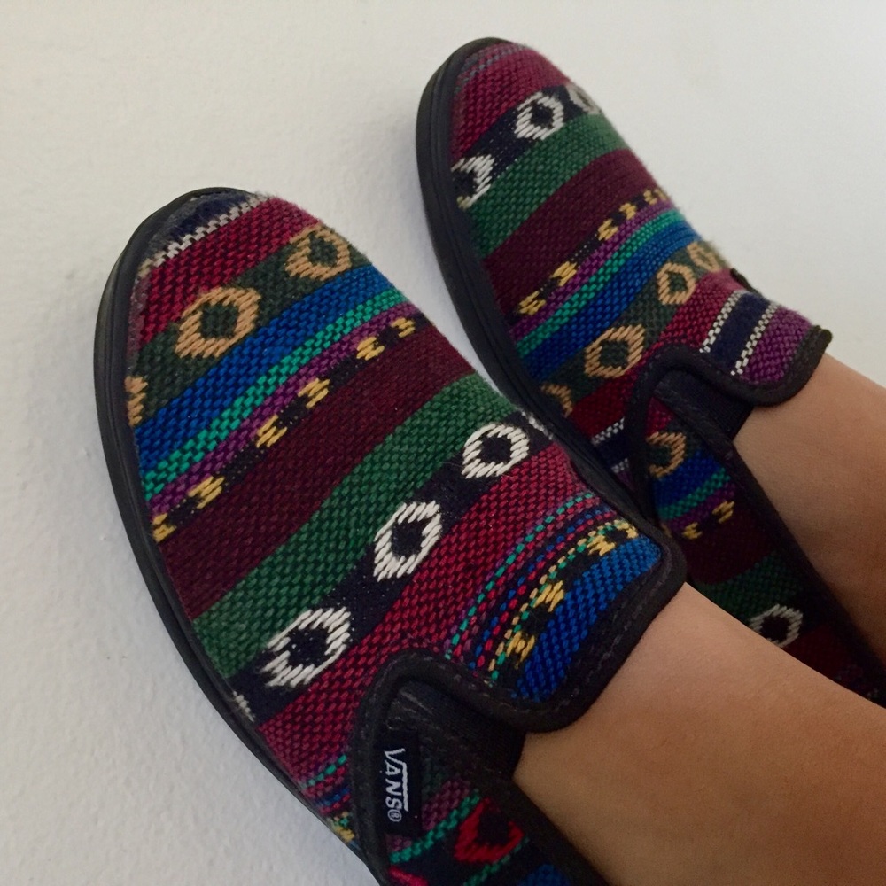 Vans tribal pattern slide in shoes ✨