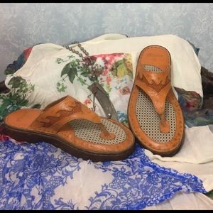Orange Leather Sandals