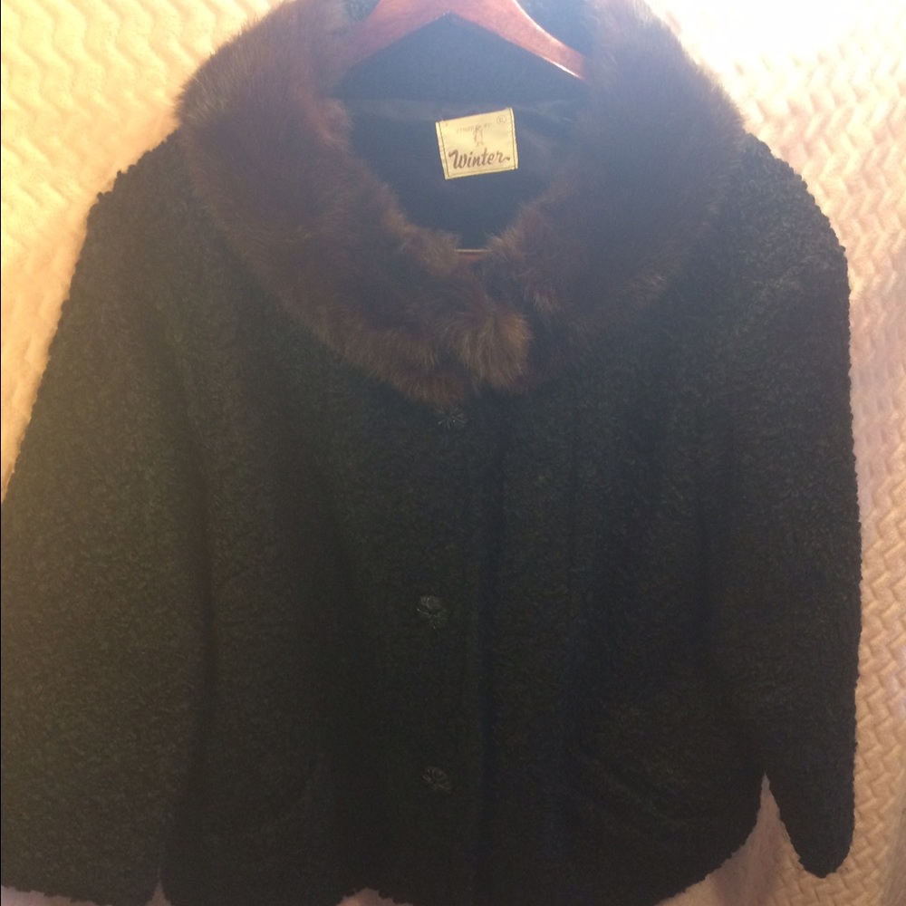 Vintage Mink Collared Fur Coat