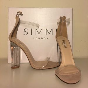 SIMMI LONDON Nude Suede Perspex Barely There Heels
