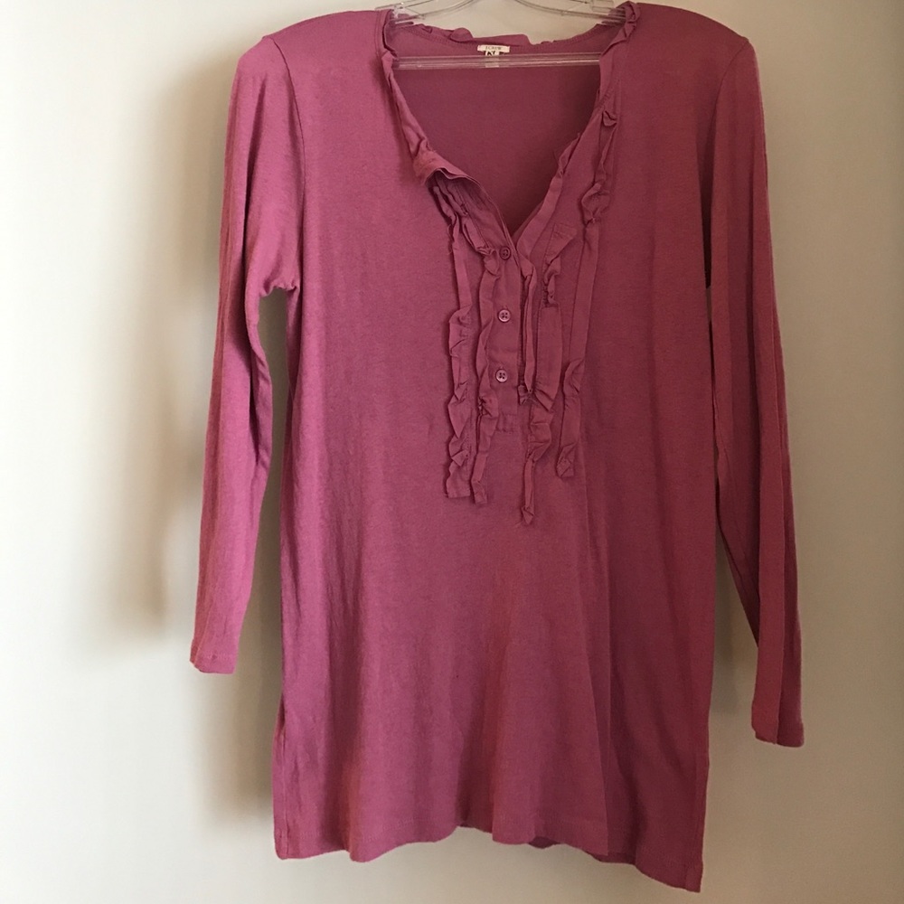 Deep blush/pink J. Crew ruffle Henley