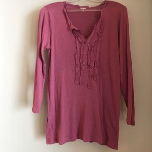 Deep blush/pink J. Crew ruffle Henley