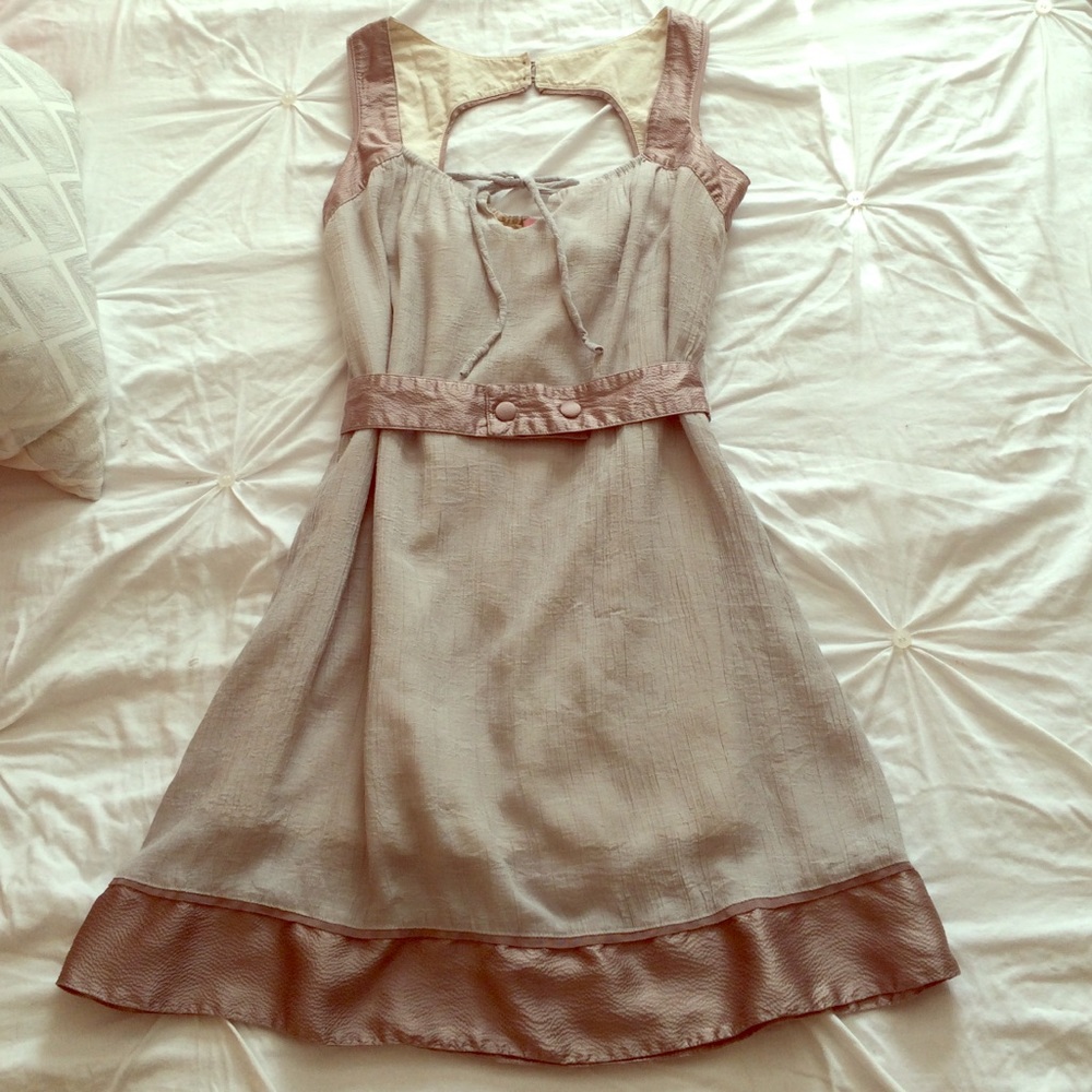 Gray Linen & Metallic Dress - Medium