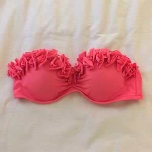 Victoria's Secret coral ruffle bandeau bikini 36B