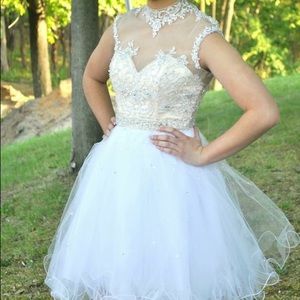 Short White High Neck Prom/Sweet 16 Dress
