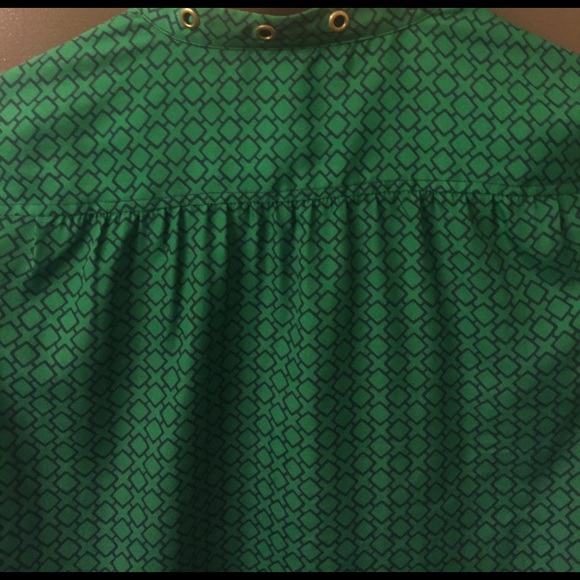 Michael Kors green button blouse w/gold rivets - Picture 3 of 3