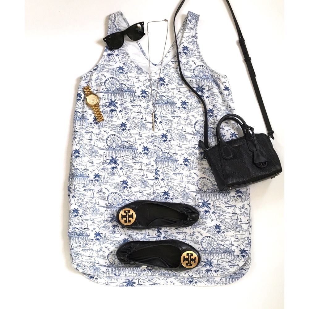 Boardwalk Print Blue and White Sundress