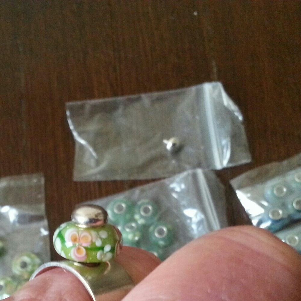 Lampwork charm beads and European Etsy 925 Ring