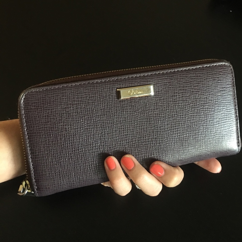 Cole Haan | wallet | plum | used | gold hardware