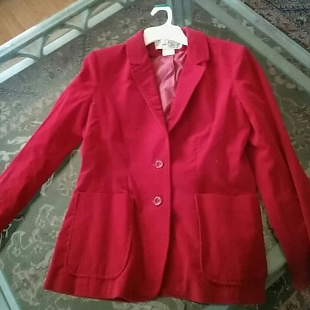Cherry Red Velvet Blazer