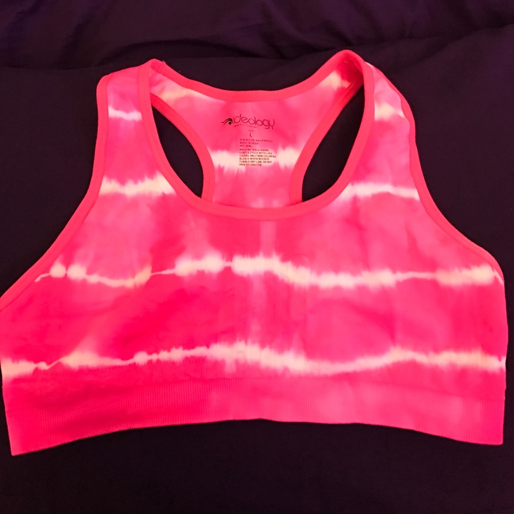 Hot pink tie die sports bra