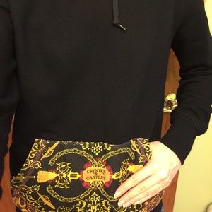 Crooks & Castles black hoodie with detailed pocket