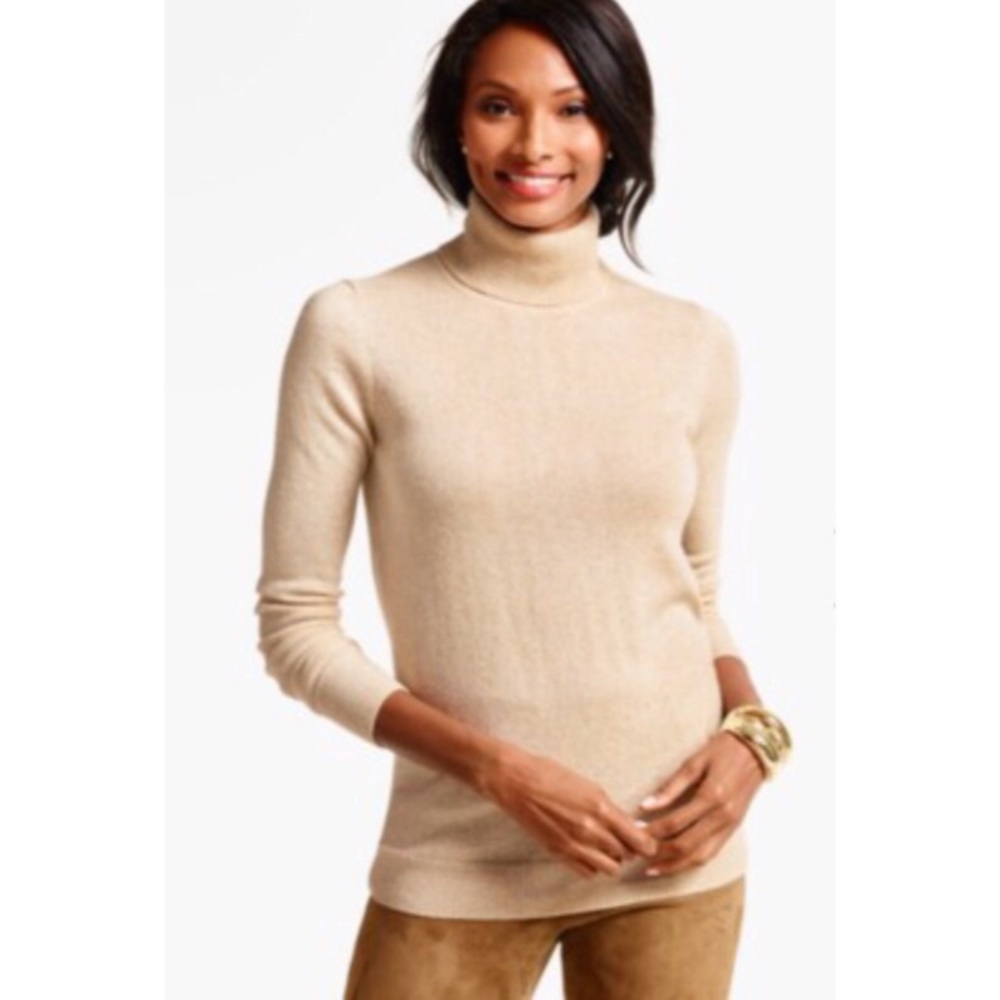 Talbots Lurex Cashmere Turtleneck Sweater