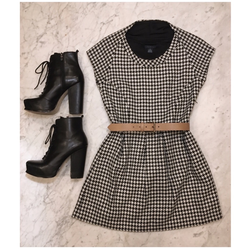 Houndstooth mini dress w pockets