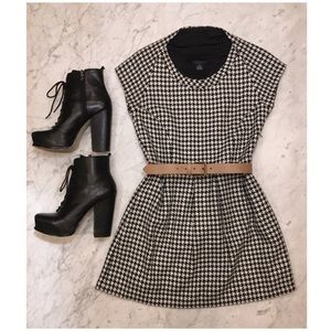 Houndstooth mini dress w pockets