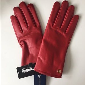 Adrienne Vittadini Red leather thinsulate gloves