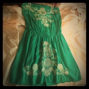 Summer time turquoise strapless dress