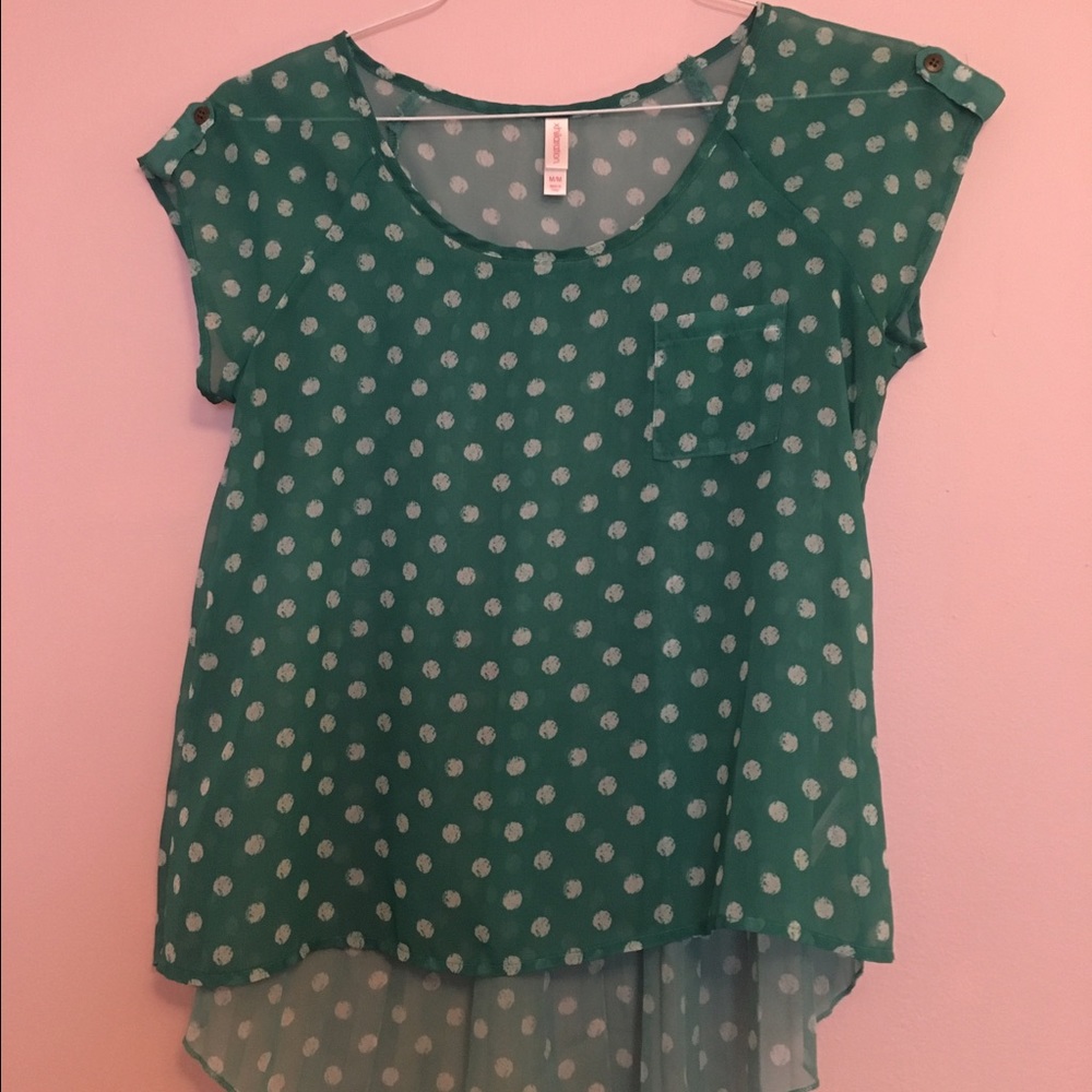 Green Polka Dot Sheer Top