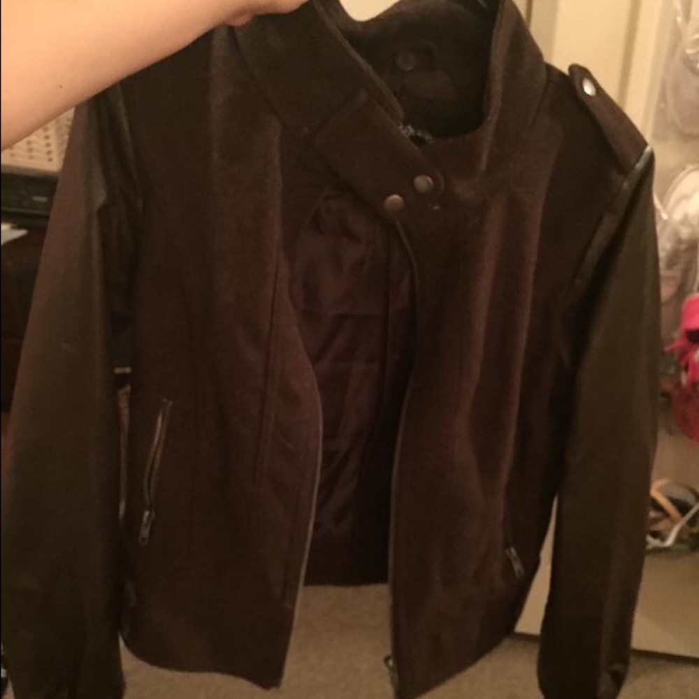 Brown jacket! Has leather on it