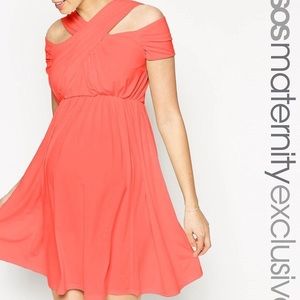 Asos coral maternity dress FINAL DROP