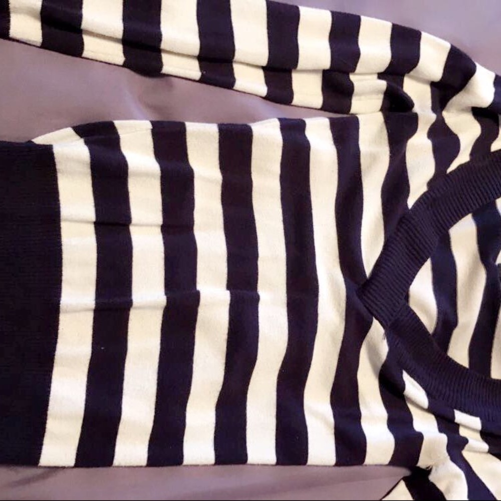 Long sleeve blue and white striped