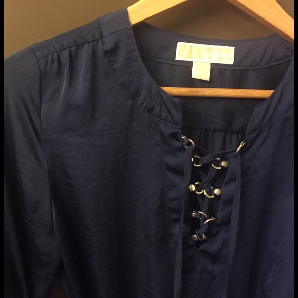 Michael Kors Navy w/silver accent tie dress - Picture 5 of 7