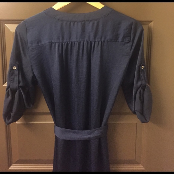 Michael Kors Navy w/silver accent tie dress - Picture 6 of 7