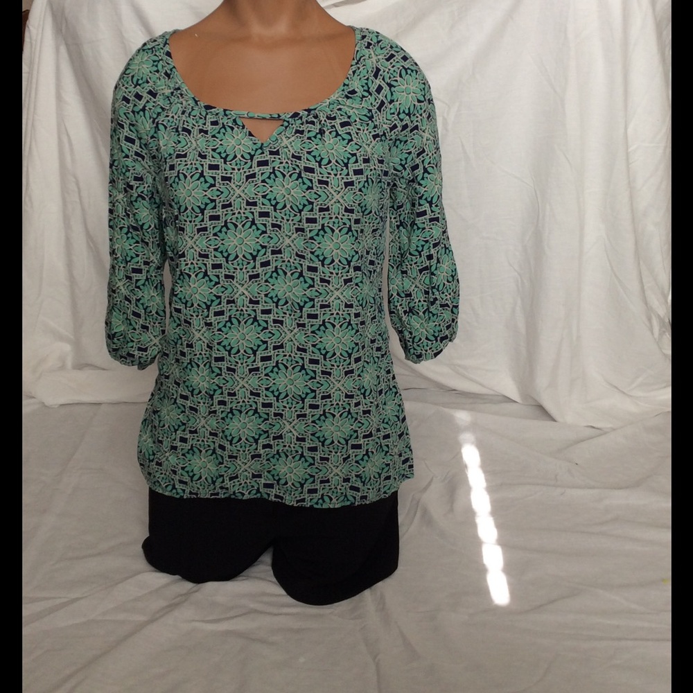 Green/Blue Floral Top