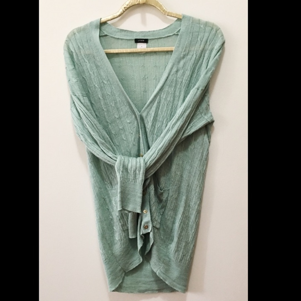 JCrew Light Green Cardigan 100%linen