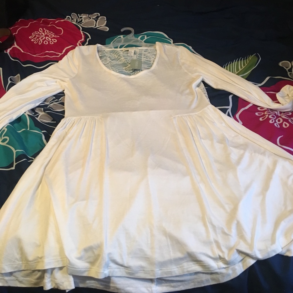 Long Sleeve Pleated Lace Forever 21 + Tunic
