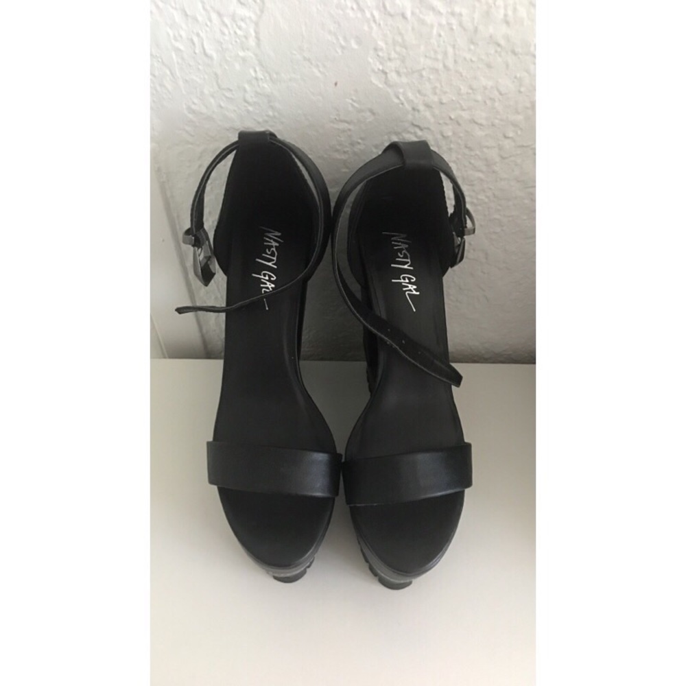 Peep toe ankle strap wedges