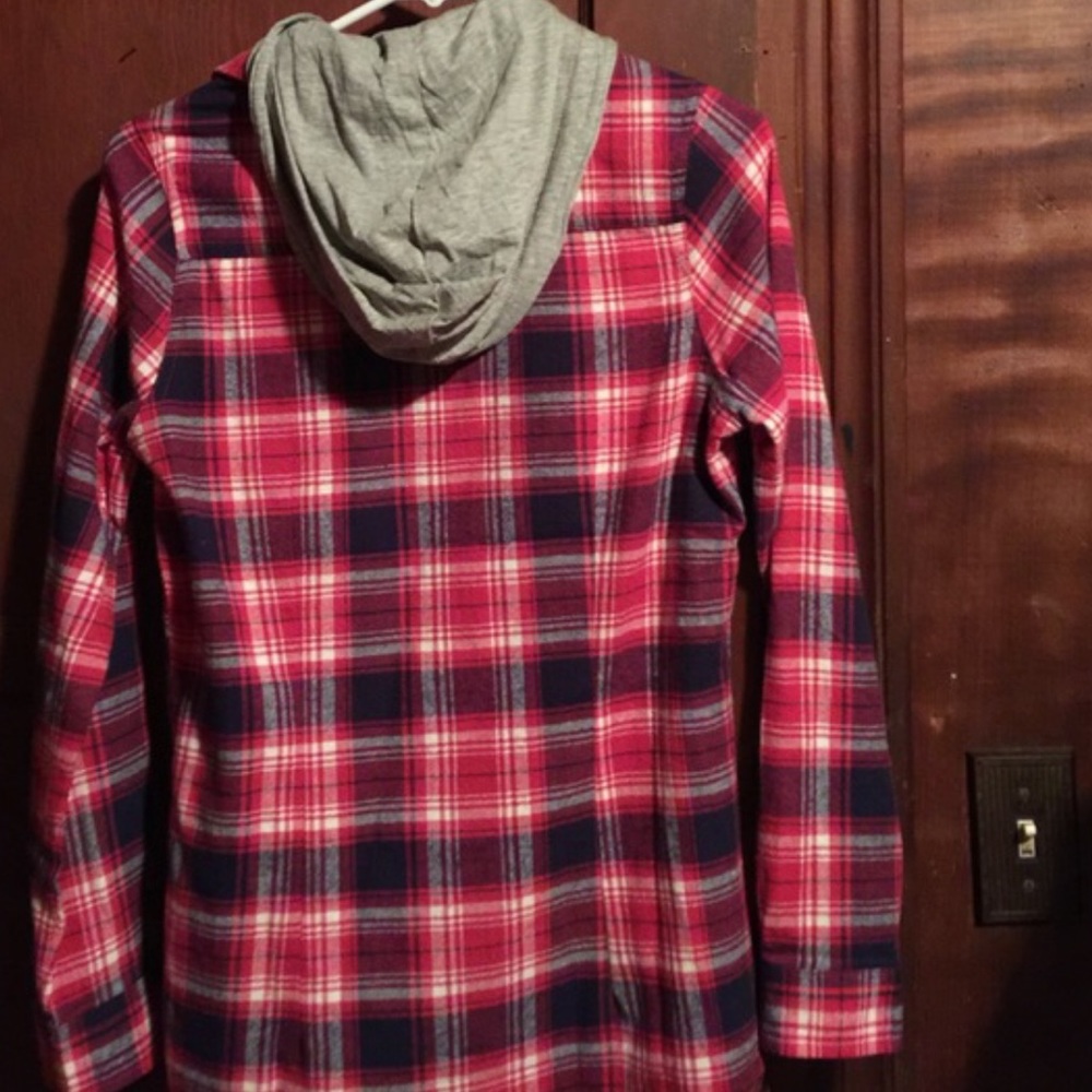 Plaid Shirt with Hoodie - Picture 2 of 5