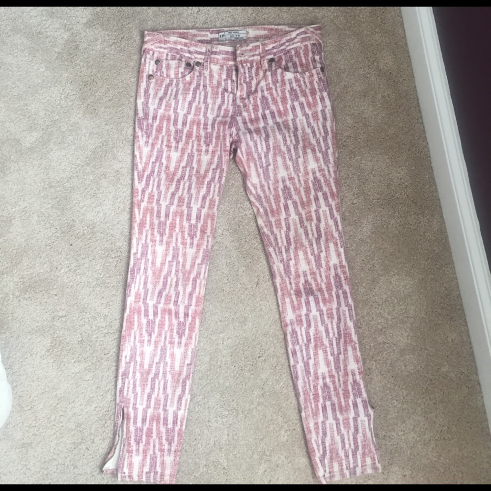 Free People red Aztec jeans