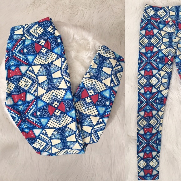 LULAROE OS Abstract Print Leggings (Winter Colors) - Picture 4 of 8