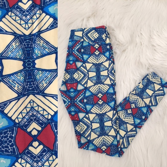 LULAROE OS Abstract Print Leggings (Winter Colors) - Picture 5 of 8