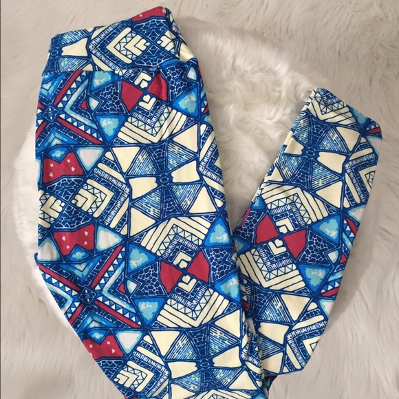 LULAROE OS Abstract Print Leggings (Winter Colors) - Picture 2 of 8