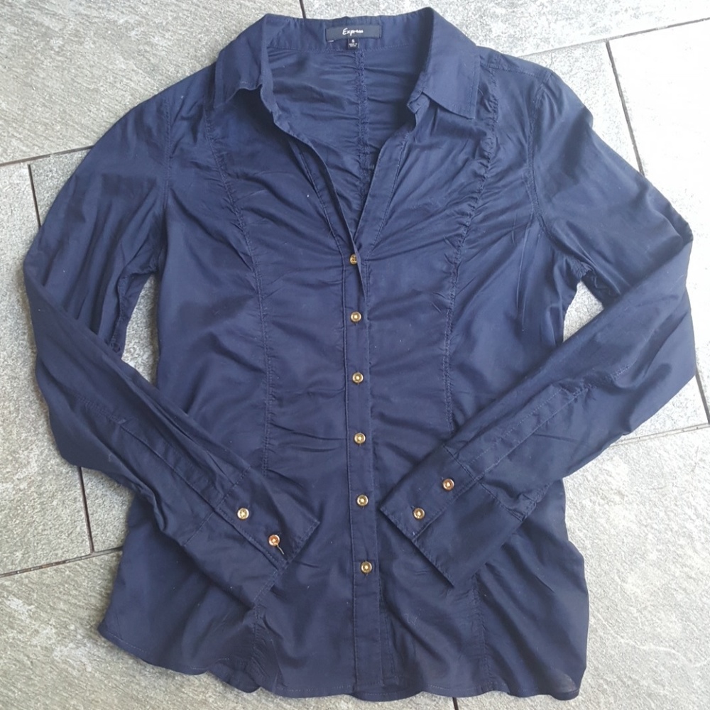 Navy Express Button up - Picture 1 of 8