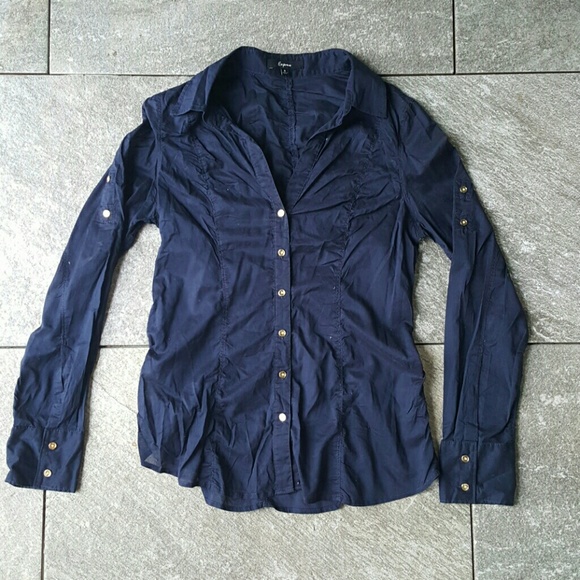Navy Express Button up - Picture 2 of 8
