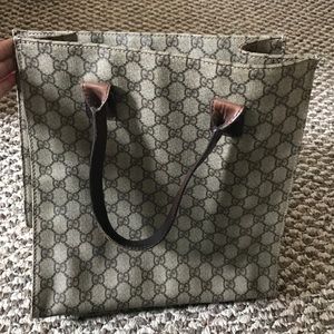 Authentic canvas Gucci tote bag brown