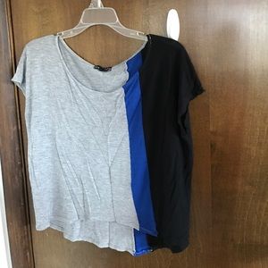 High-low, crop color block tee