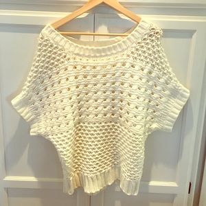 Cream dolman crocheted sweater