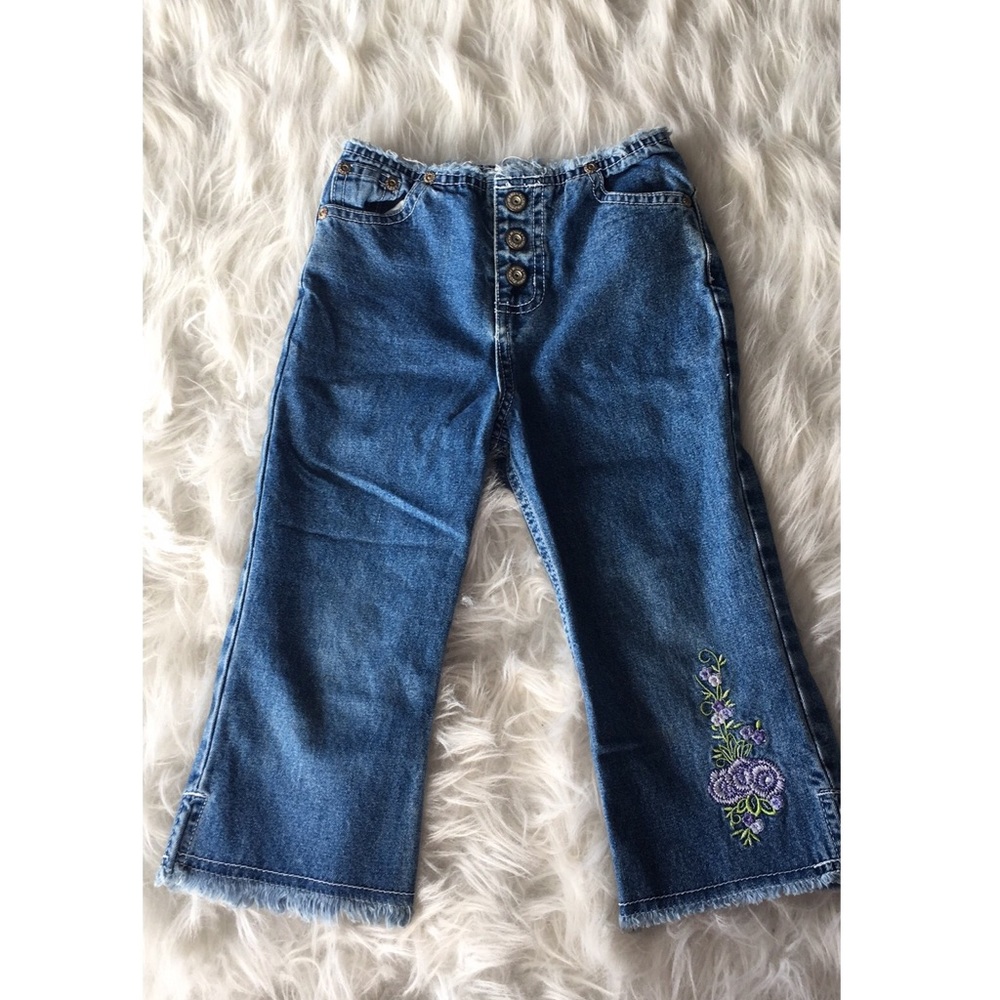 Embroidered flare girls jeans
