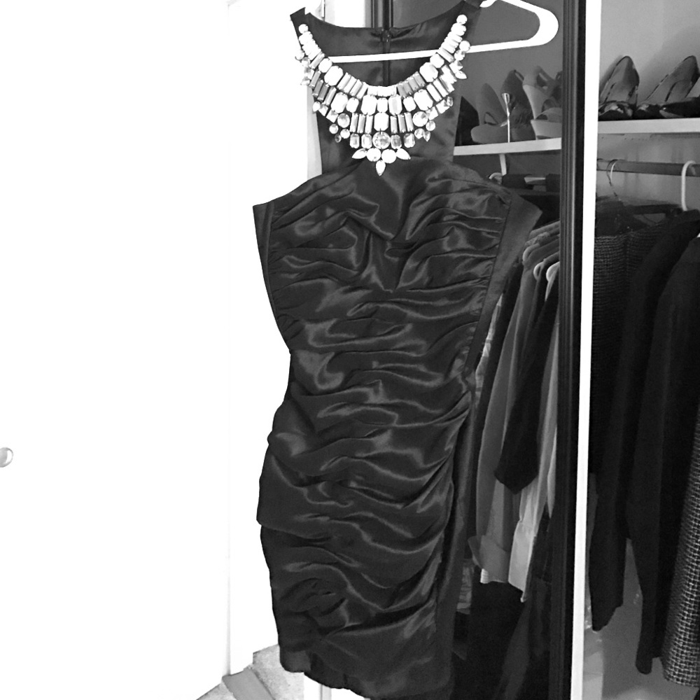 Black dress with bedazzled neckline