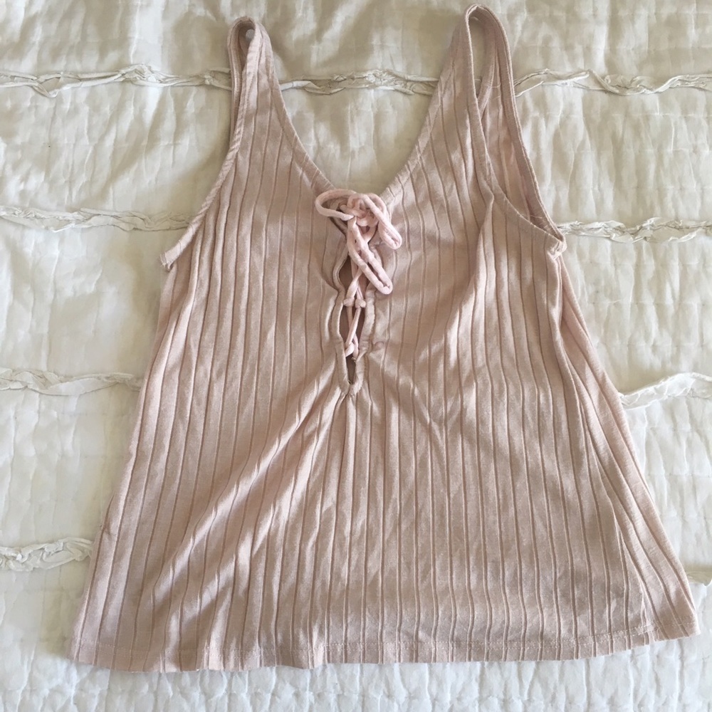 Pink Lace Up Top