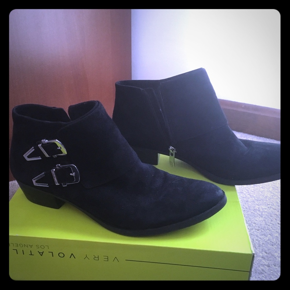 Black suede booties
