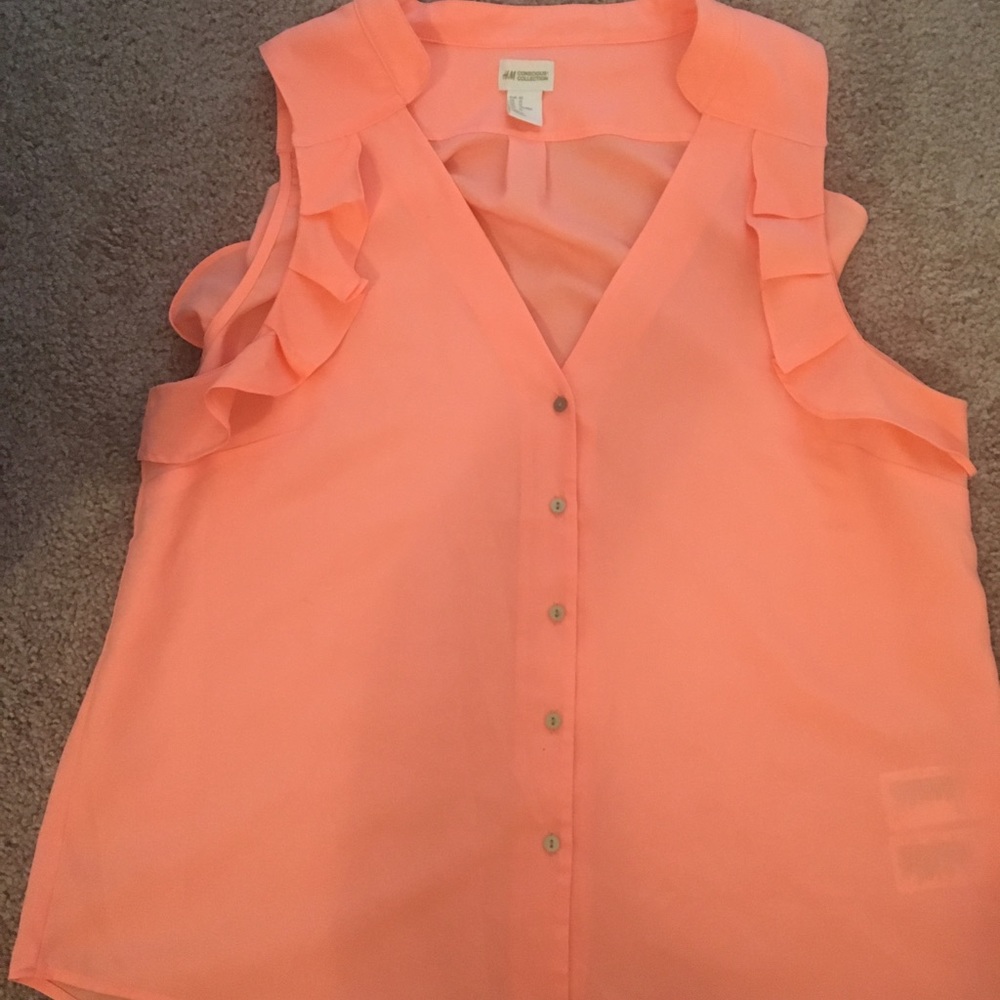 Hm bright orange button up sleeveless top
